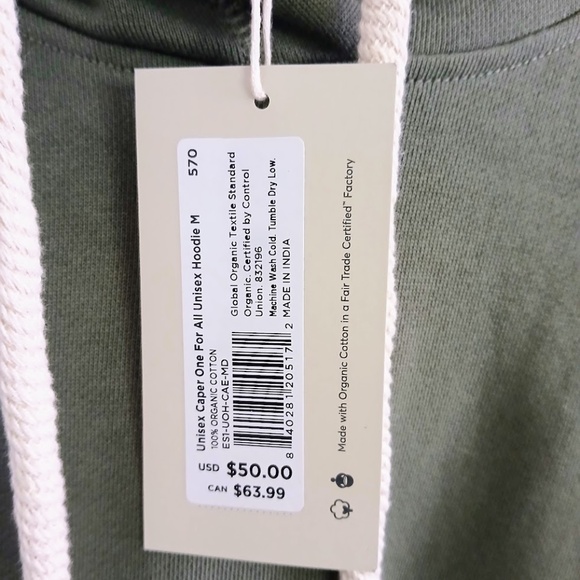 NWT Pact Unisex Organic Sage Green Hoodie - Picture 3 of 4